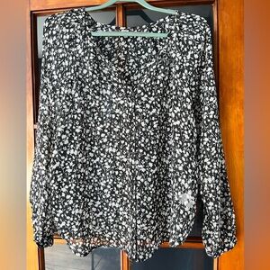 Sheer floral button down long sleeve top